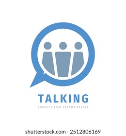 Mensagem falando - fala bolhas vetor negócio logotipo conceito ilustração em estilo plano. Ícone da caixa de diálogo. Sinal de chat. Símbolo de mídia social. Insígnia de comunicação. Elemento de design.