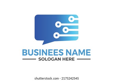 message tech and data logo. digital, technology. internet, system, Artificial Intelligence, and computer logo.