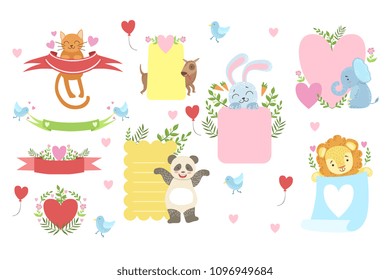 Message Template Set With Cute Animals