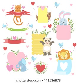 Message Template Set With Cute Animals