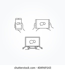 Message Texting Icon on Phone, Tablet & Laptop