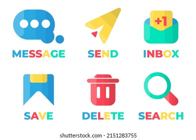Message thing element set vector flat design