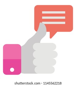 Message with thumbs up, symbolizing feedback icon 