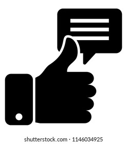 Message with thumbs up, symbolizing feedback icon 
