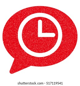 Message Time grainy textured icon for overlay watermark stamps. Flat symbol with scratched texture. Dotted vector red ink rubber seal stamp with grunge design on a white background.