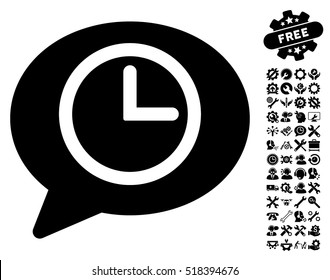 Message Time icon with bonus options pictograph collection. Vector illustration style is flat iconic black symbols on white background.