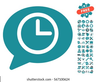 Message Time icon with bonus settings pictograph collection. Vector illustration style is flat iconic soft blue symbols on white background.