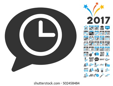 Message Time pictograph with bonus 2017 new year pictograms. Vector illustration style is flat iconic symbols,modern colors, rounded edges.