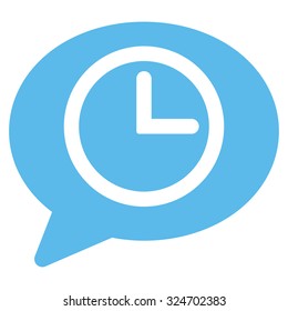 Message Time vector icon. Style is flat symbol, blue color, rounded angles, white background.