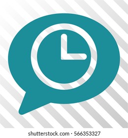 Message Time vector pictograph. Illustration style is flat iconic soft blue symbol on a hatch transparent background.