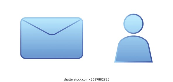 message and user icon glass look vector on white isolated
