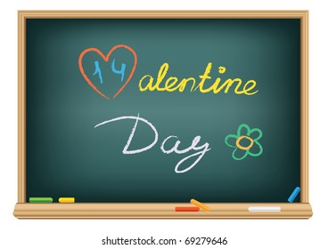 the message valentine day on the school blackboard