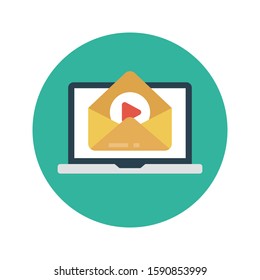 message vector flat color line icon 