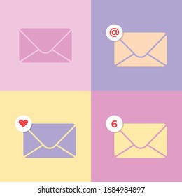 Message vector glyph flat icon design, Email vector glyph flat icon design, with counter bubble, love  bubble. 