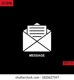 Message vector icon on black background. Illustration flat icon for graphic, print media interfaces and web design.
