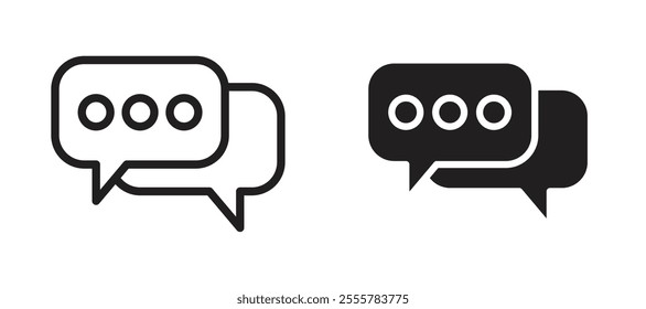 Message vector icon set in black color.