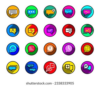 message vector icon set. flat icon set for app, web, business, social media, chat, etc.
