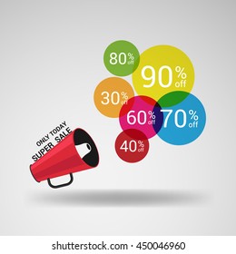 message vector illustration with megaphone, promotion or sale.