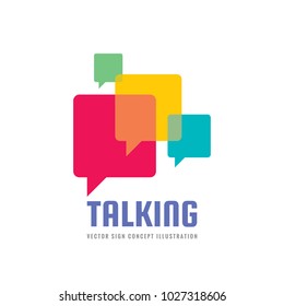 Message - vector logo template concept illustration in flat style. Talking chat creative sign. Social media abstract symbol. Dialogue communication icon. Speech bubble. Graphic design element. 