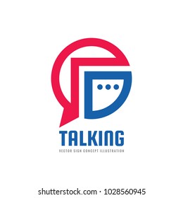 Message - vector logo template concept illustration. Talking chat creative sign. Social media abstract symbol. Dialogue communication icon. Speech bubble. Graphic design element. 