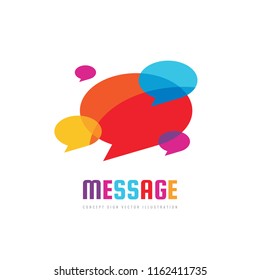 Message - vector logo template concept illustration in flat style. Talking chat creative sign. Social media abstract symbol. Dialogue communication icon. Speech bubble. Graphic design element. 