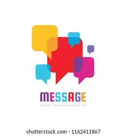 Message - vector logo template concept illustration in flat style. Talking chat creative sign. Social media abstract symbol. Dialogue communication icon. Speech bubble. Graphic design element. 