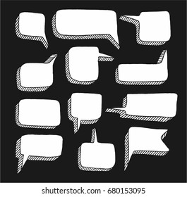The message, white frame-cloud, black background, vector. Flat, white rectangle with 3D effect. 
