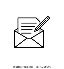 Message writing icon outline set sign