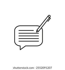 Message writing icon Simple thin line flat symbol