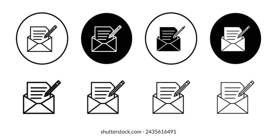 Message writing vector icon set collection. Message writing Outline flat Icon.