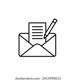 Message Writing Vector Line Icon Illustration.