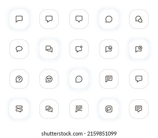 Messages and chat line icons set. Bubble, dialogue, communication, comment, text, discussion. Vector outline pictograms for web and ui, ux mobile app design. Editable Stroke. 24x24 Pixel Perfect.