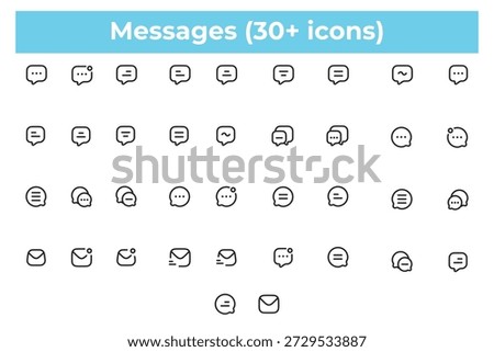 Messages and Chat Line Icons Set with 30 Plus Vector Symbols
