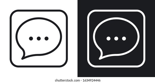 Messages, chat or messenger app icon for smartphone, tablet, laptop or other smart device with mobile interface. Minimalistic two-tone version on black and white background