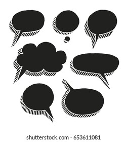 Messages in cloud on a white background, vector. Flat, oval frame with 3D effect. 