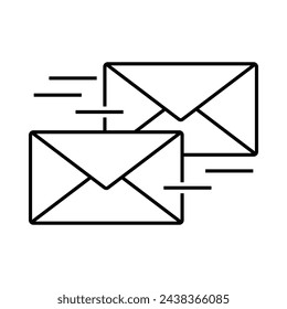 Messages coming going symbol, envelope moving icon, mail sign