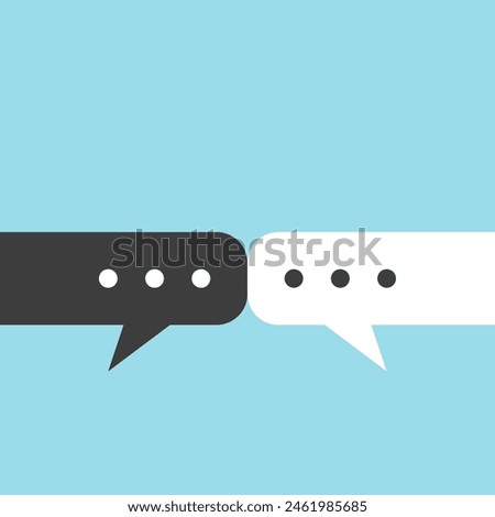 Messages forming bridge. Communication, discussion, cooperation, tolerance, variety, opposite sides talks or treaty concept. Flat design. EPS 8 vector illustration, no transparency, no gradients
