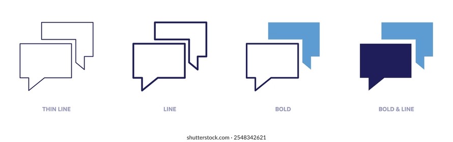 Messages icon in 4 different styles. Thin Line, Line, Bold, and Bold Line. Duotone style. Editable stroke.