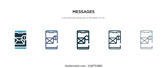messages icon in different style vector illustration. two colored and black messages vector icons designed in filled, outline, line and stroke style can be used for web, mobile, ui