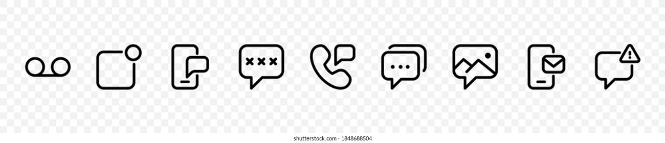 Messages Icon Pack, Voicemail, Notification Center, Authentication, Phone, Sms, Mms, Mobile Email, High Priority Vector