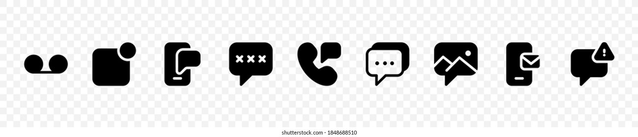 Messages Icon Pack, Voicemail, Notification Center, Authentication, Phone, Sms, Mms, Mobile Email, High Priority Vector