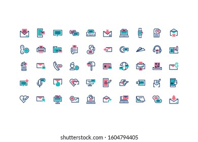 Messages icon set design, email mail letter marketing communication card and document theme Vector illustration