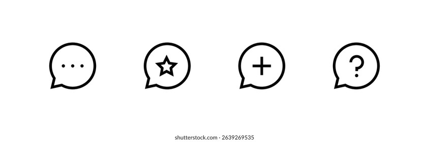 messages icon set Speech bubbles, Editable strok and flat style speaking Chatting Chat, speak, talk line icons set, editable stroke isolated on white, linear vector outline illustration, symbol