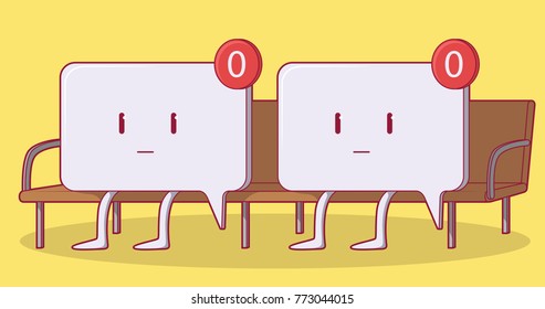 Messages icons seated on a park bench vector illustration. Social Life design concept