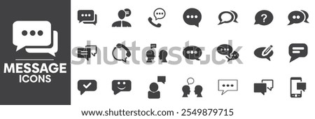 Messages Icons Set, Containing All Messages Icons Outlines, Vector Illustration Collection Editable eps10