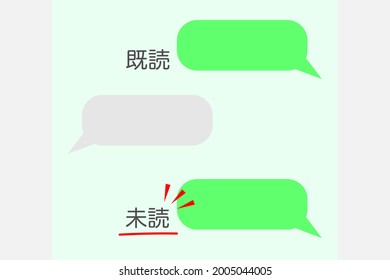 Messages left unread. Screenshot of the Messages application on a smartphone. Vector illustration. Translation: Unread, read.
