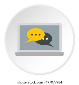 Messages on laptop icon. Flat illustration of messages on laptop vector icon for web