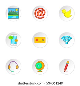 Messages over internet icons set. Cartoon illustration of 9 messages over internet vector icons for web