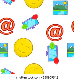 Messages over internet pattern. Cartoon illustration of messages over internet vector pattern for web