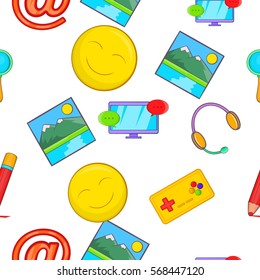 Messages over internet pattern. Cartoon illustration of messages over internet vector pattern for web